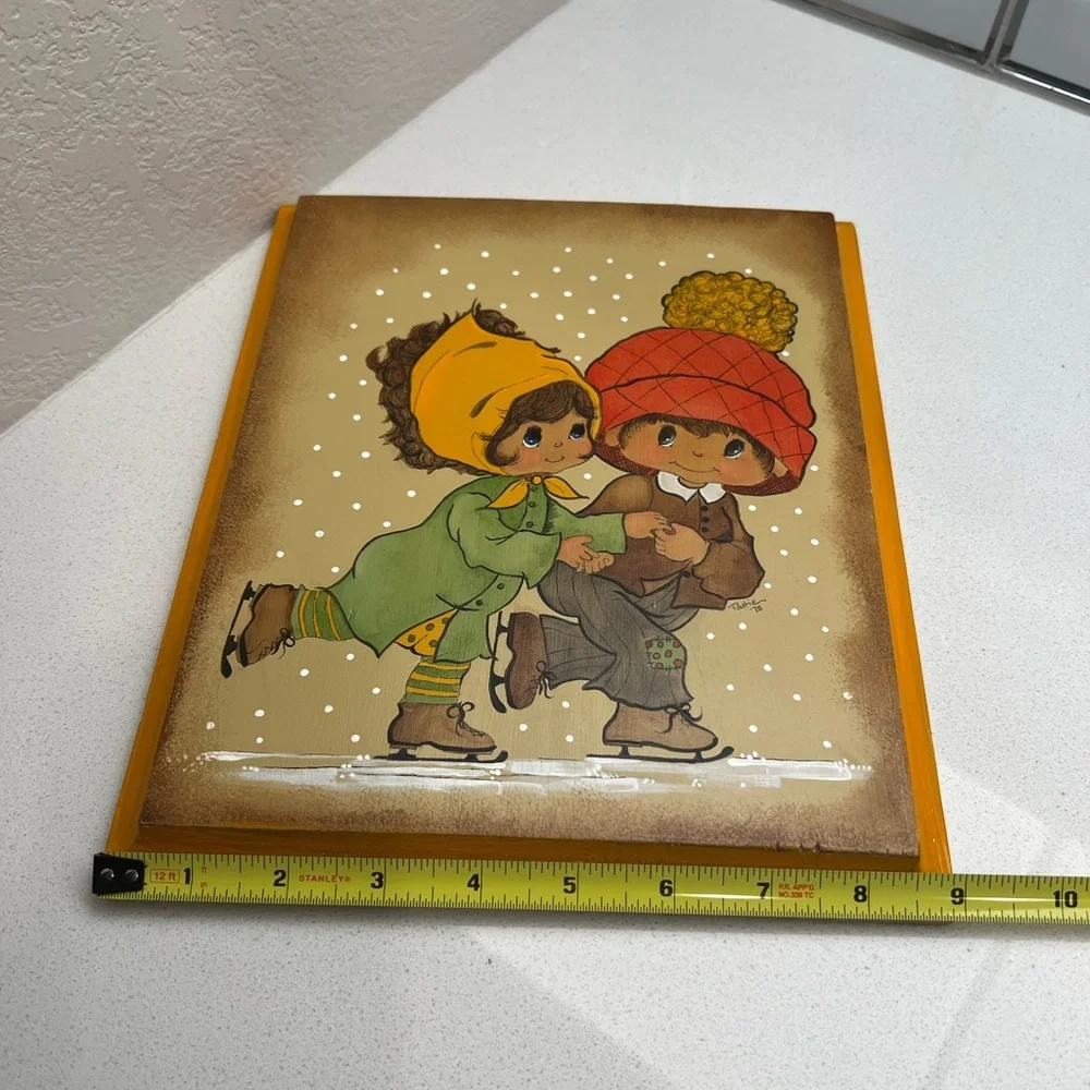 Vintage Plaque Children Ice Skating Boy Girl 1970s 1975 - Picture 7 of 8